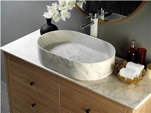 Black Marquina Sink and Marble Basin Oval Design