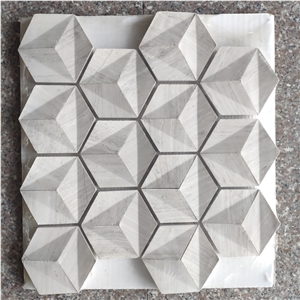 Exquisite Grey Hexagon 3d Marble Stone Mosaic Tile