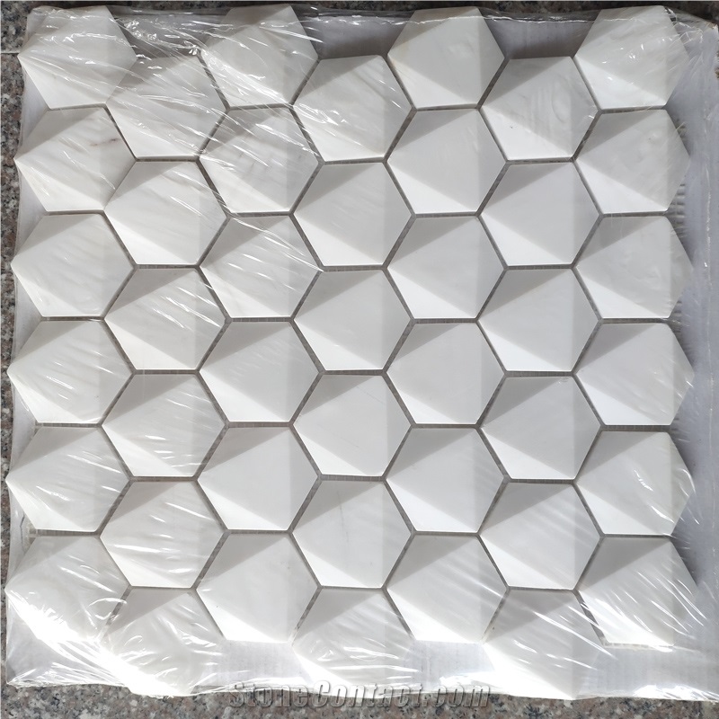 Exquisite Grey Hexagon 3d Marble Stone Mosaic Tile