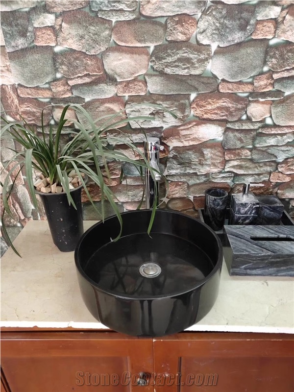 High Quality Black Granite Stone Bathroom Basins
