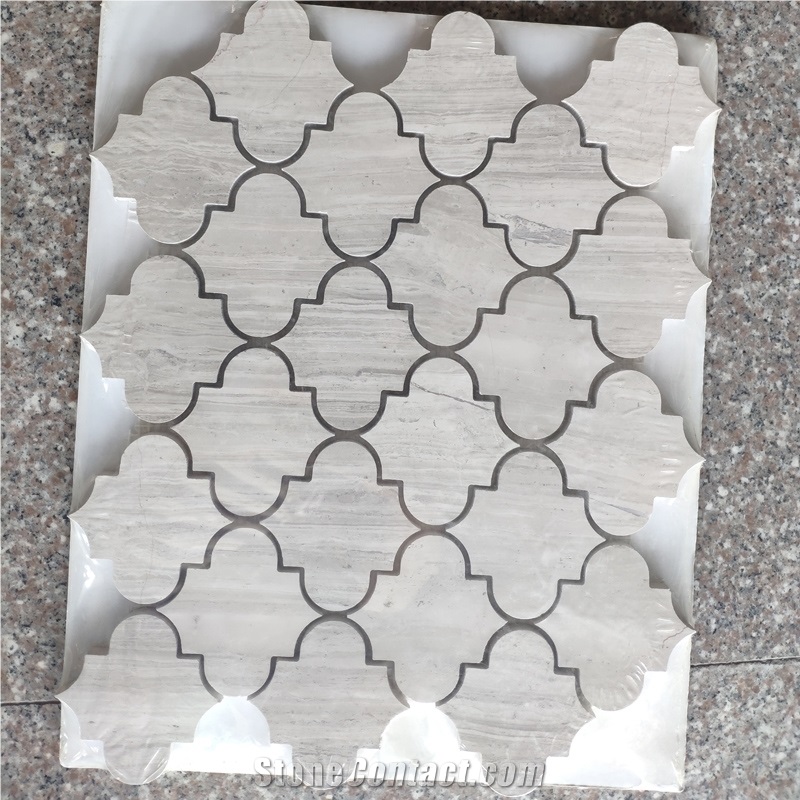 Marble Making Mosaic Tile, Fan Shape Carrara White
