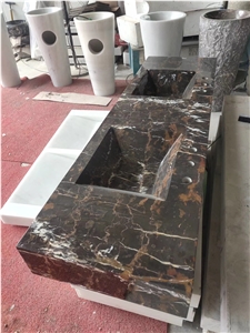 Modern Double Square Shape Marble Basin