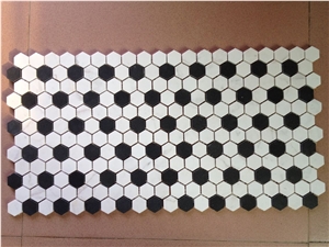 The 12 X12 White Black Hexagon Marble Mosaic