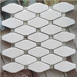 The 12 X12 White Black Hexagon Marble Mosaic