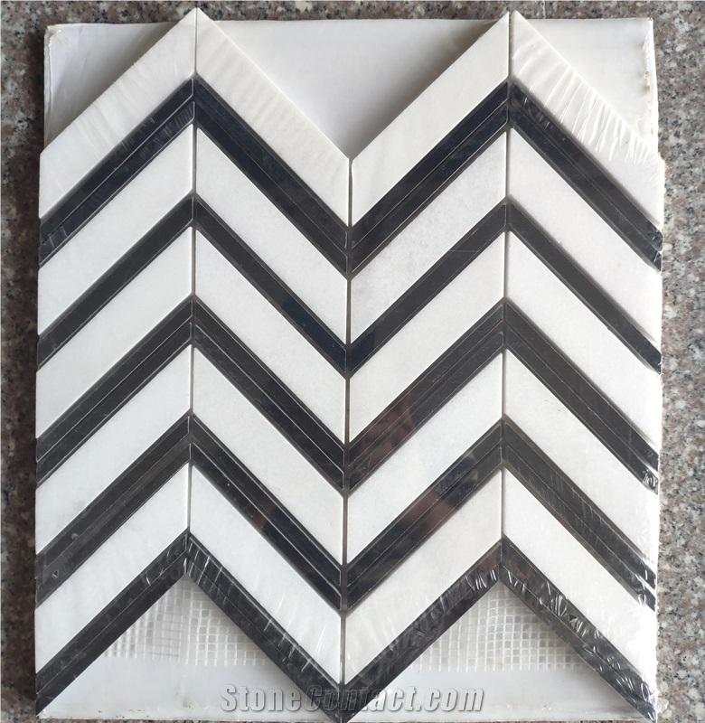 Top Grade Bedroom Pattern Herringbone White Mosaic