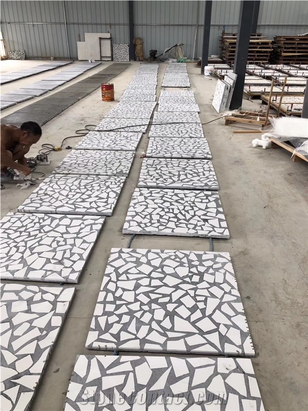 White Cheap Cement Terrazzo Flooring Tiles