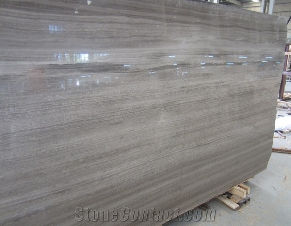 China Light Grey Wood Grain Marble Big Slabs