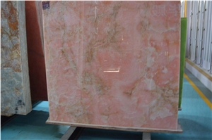 China Luxury Rose Pink Onyx Slabs Tiles