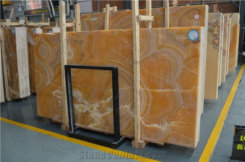 China Luxury Transparent Orange Onyx Slabs Tiles