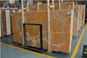 China Luxury Transparent Orange Onyx Slabs Tiles
