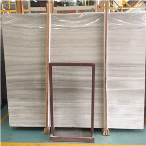 China Serpeggiante Wooden White Marble Slab