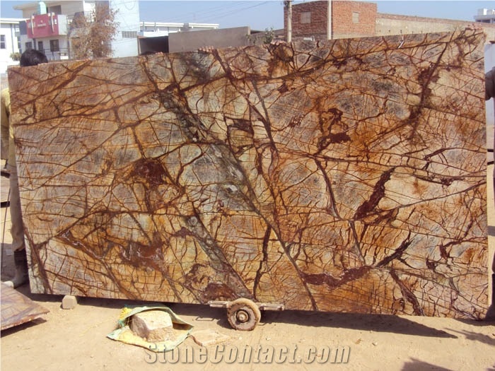 India Bidasar Gold Brown Marble Slabs Tiles