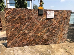 India Bidasar Gold Brown Marble Slabs Tiles