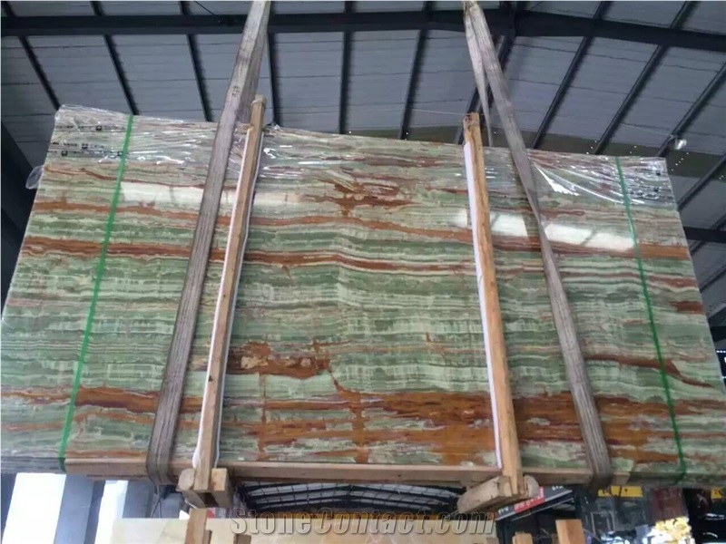 Pakistan Bamboo Green Onyx Slabs Tiles