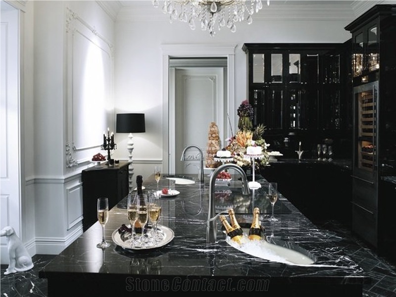 Black Marquina Marble Countertop Table Top