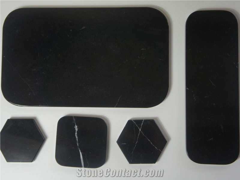 Black Marquina Marble Tray Plate