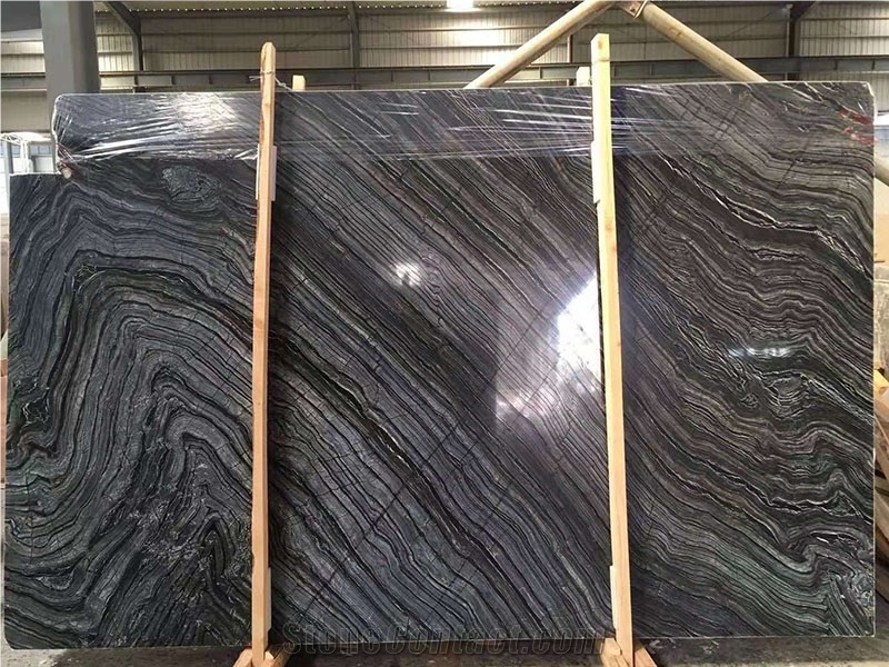 China Black Wooden Marble Slab
