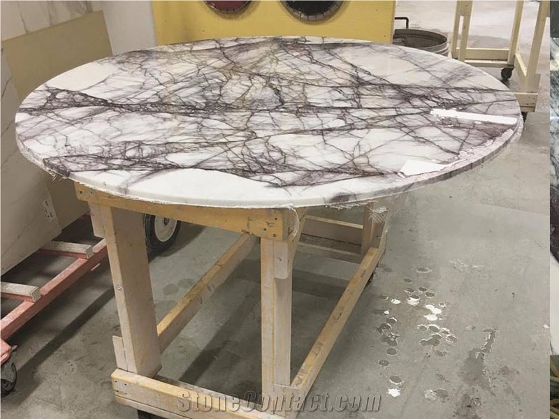 Italy Lilac Marble Slab Tiles Countertop Table