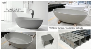 Kkr-B089 Standing Solid Surface Bath Tub Factory
