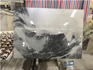 Landscape Painting Marble White and Black Color