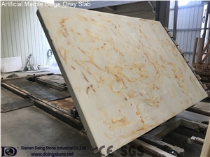 Artificial Marble Beige Onxy Slab Doing Stone