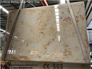 Artificial Marble Beige Onxy Slab Doing Stone