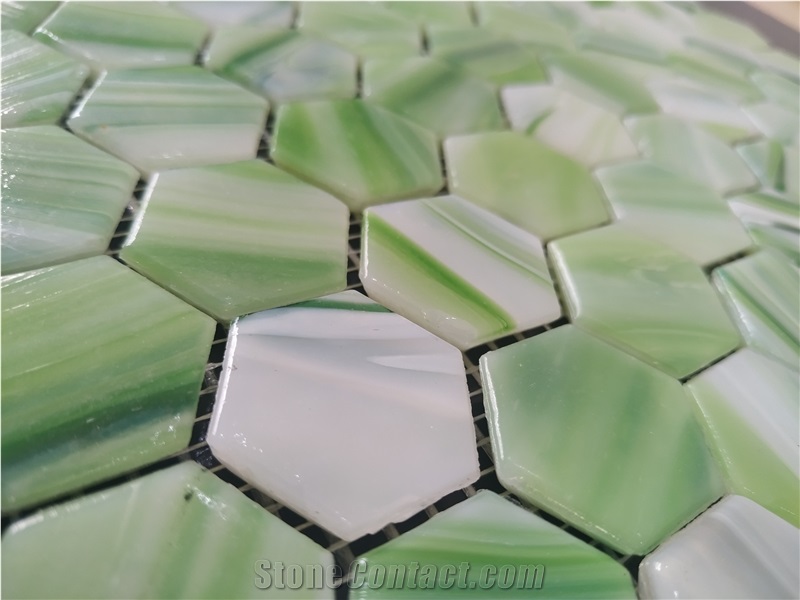 Green Color Glass Mosaic Tile for Bathroom