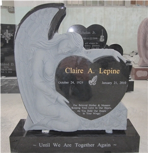 Absolute Black Granite Engraved Angel Monument 02