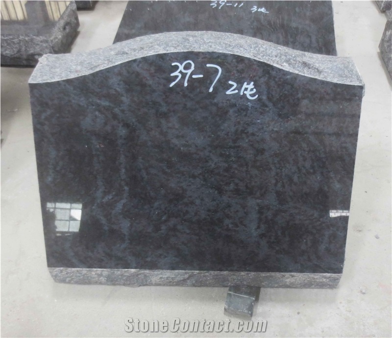 Bahama Blue Granite Headstone Slants Tombstone 01
