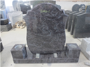 Bahama Blue Granite Headstone Upright Tombstone 09