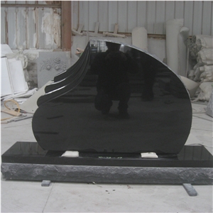 Black Granite Gravestone Upright Monument 02