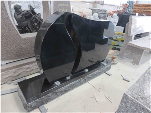 Black Granite Headstone Style Upright Monument 15
