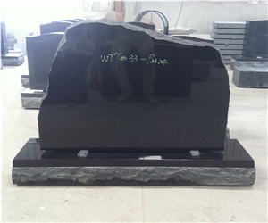 Black Granite Headstone Upright Monument 04