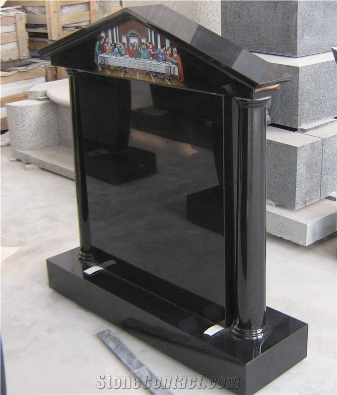 Black Granite Laser Engraving Upright Monument 18