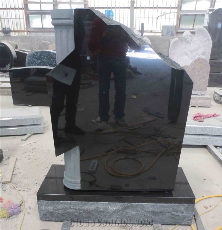 Chinese Black Granite Upright Monument 16