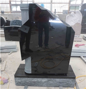 Chinese Black Granite Upright Monument 16