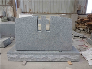 Grey Granite Cross Grave Upright Headstones 04