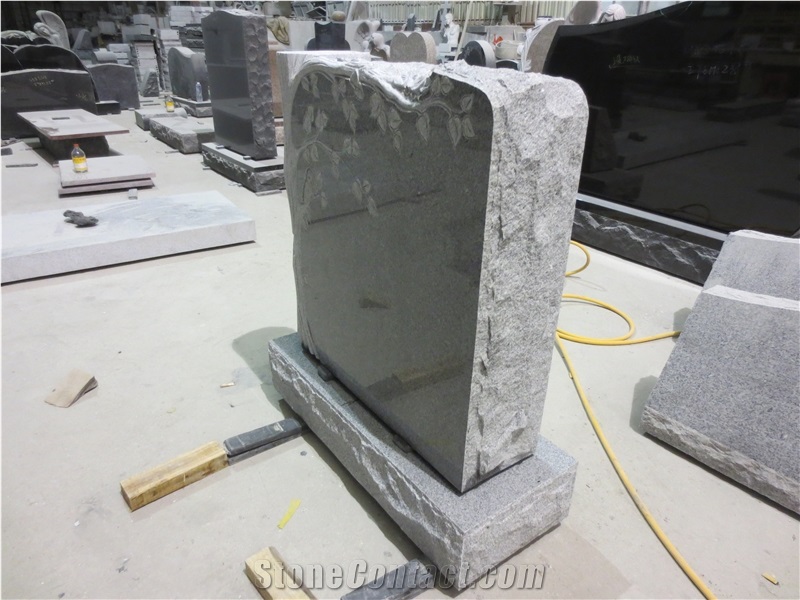 Grey Granite Gravestone Upright Headstones 09