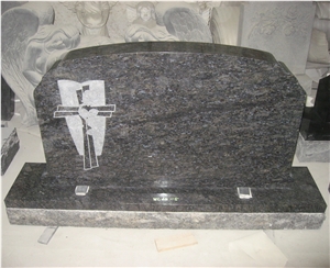 Ice Blue Granite Cemetery Upright Gravestone 01