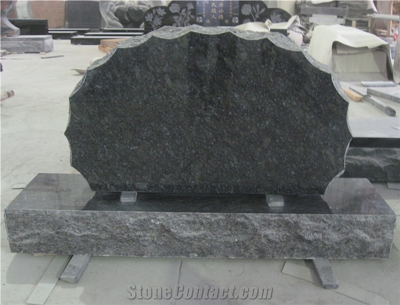 Ice Blue Granite Graveyard Upright Gravestone 02