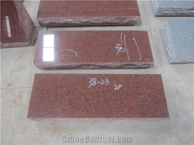 Imperial Red Granite Gravestone Flats Monument 01