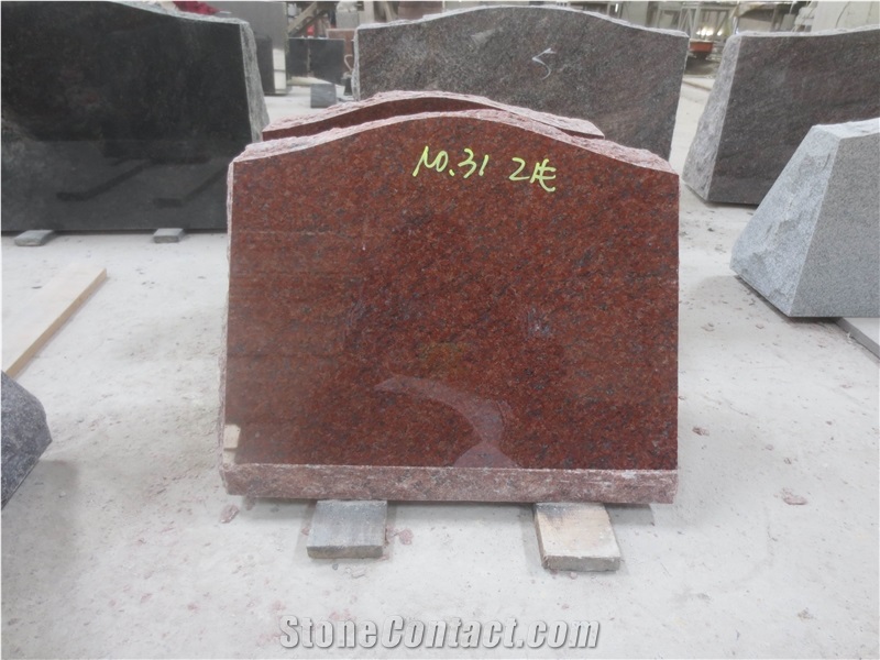 Imperial Red Granite Tombstone Slants Headstone 01