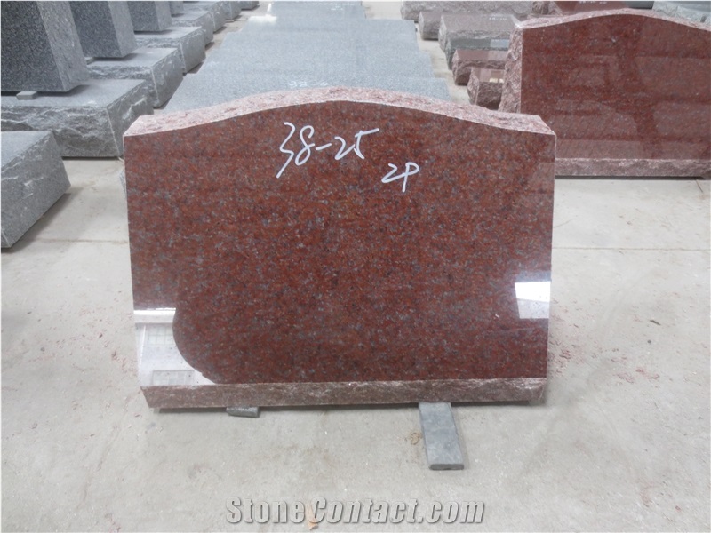 Imperial Red Granite Tombstone Slants Headstone 01