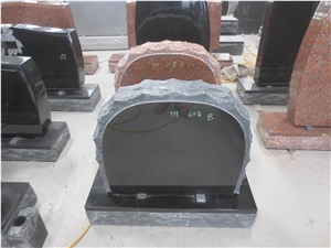 Jet Black Granite Headstone Upright Monument 17