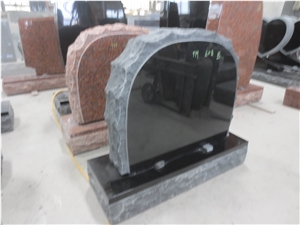 Jet Black Granite Headstone Upright Monument 17