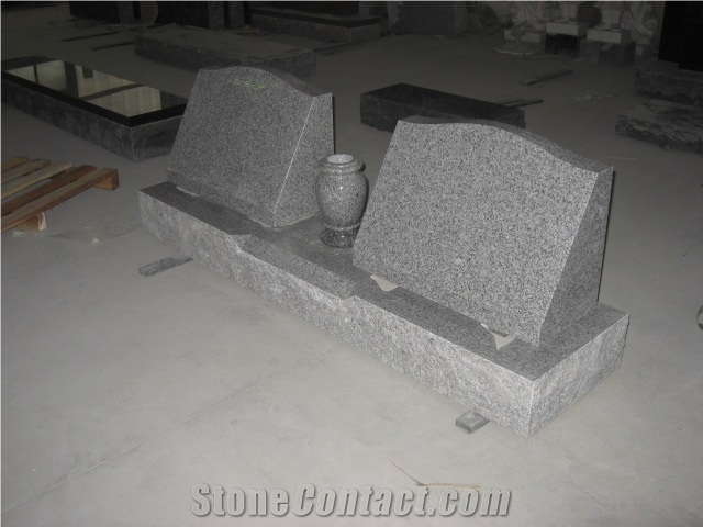 Light Grey Granite Gravestone Slants Headstones 03