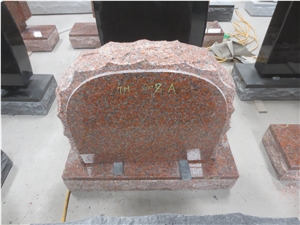 Maple Red Granite Cemetery Upright Gravestone 01