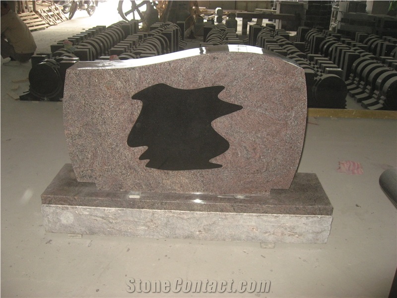 Paradiso Granite Engraved Tombstone Upright Monuments 04