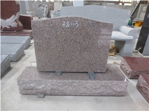Red Granite Cemetery Upright Gravestone 01