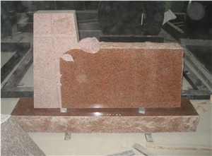Tianshan Red Engraved Upright Gravestone 05